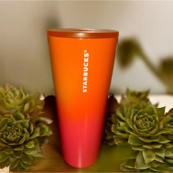 Starbucks 2022 Summer Mango Orange Pink Ombre Stainless Tumbler 24oz Venti Cup - Picture 1 of 5